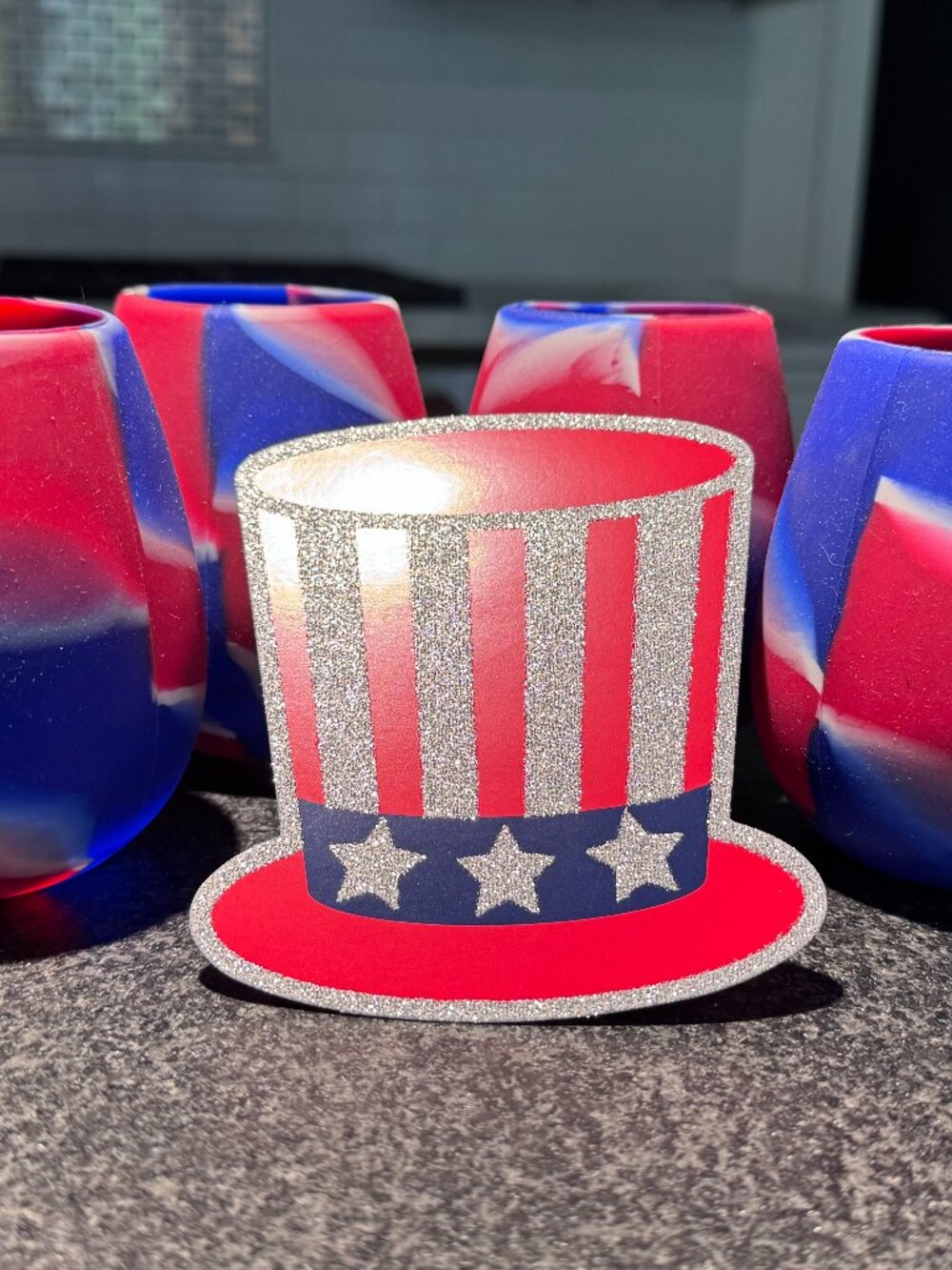Buy This Set of 4 for the 4th of July! Shark Skinzz Silicone Wine Glass, New